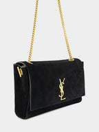 Reversible Kate Medium Bag in Black Suede