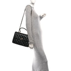 Lambskin Quilted Medium Trendy CC Flap Dual Handle Bag Black