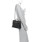 Nappa Intrecciato Small Andiamo With Chain Shoulder Bag Black
