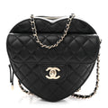 Lambskin Quilted Large CC In Love Heart Bag Black
