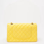 Chanel Yellow Lambskin Quilted Medium Double Flap Gold Hardware
