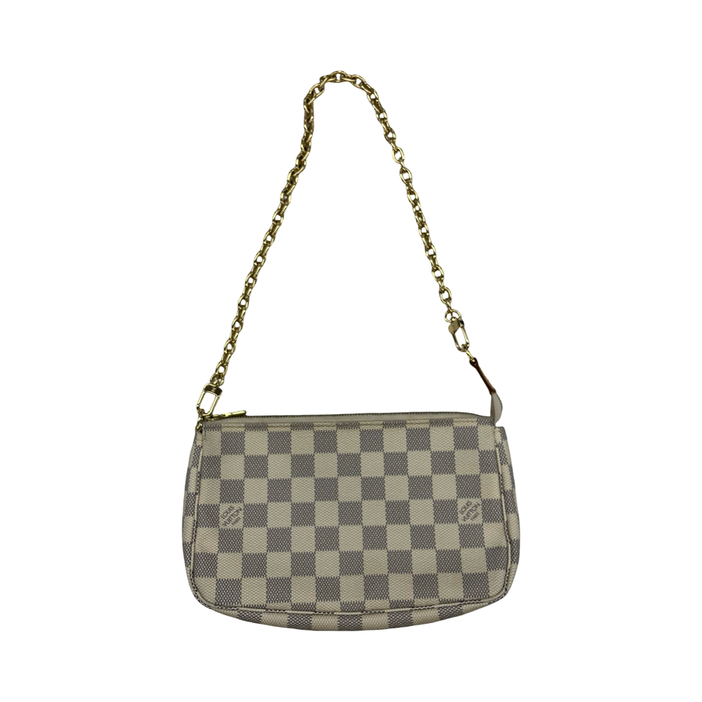 Handbag Luxury Designer By Louis Vuitton In Blue & Cream, Size:Small