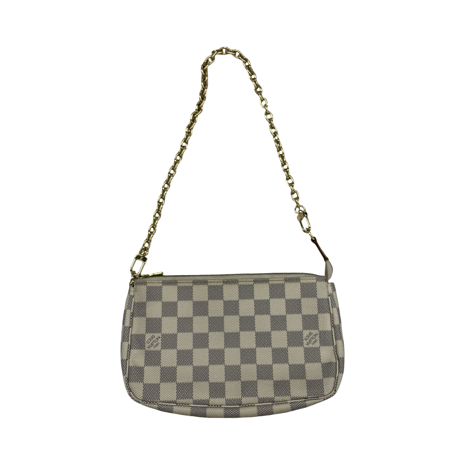 Handbag Luxury Designer By Louis Vuitton In Blue & Cream, Size:Small