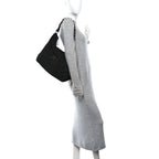 Suede Camellia Hobo Bag Black