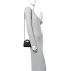 Shiny Lambskin Quilted Micro 31 Clutch With Chain Black