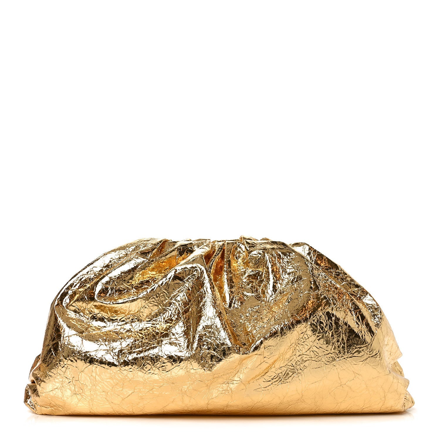 Metallic Crinkled Lambskin The Pouch Oversized Clutch Oro