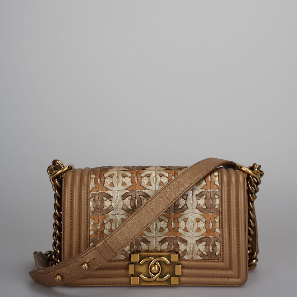 Chanel Le Boy Bag Limited Edition 15C Paris Dubai Small Metallic Gold
