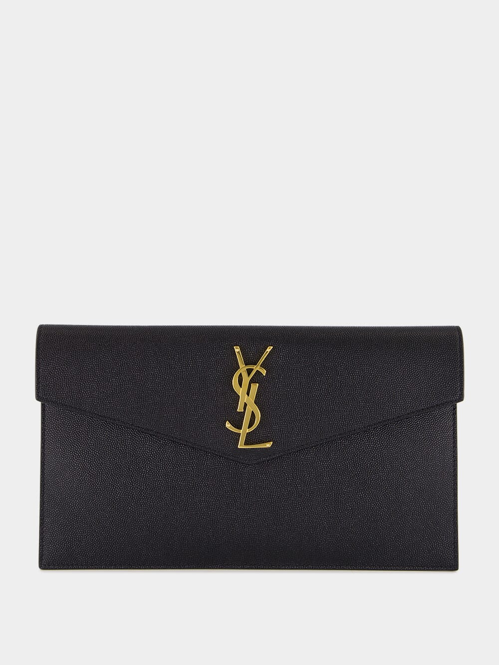 Black Uptown Grain Leather Clutch