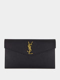 Black Uptown Grain Leather Clutch
