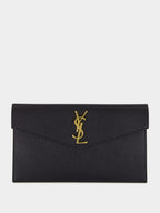 Black Uptown Grain Leather Clutch