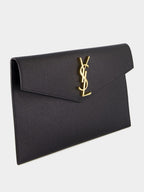 Black Uptown Grain Leather Clutch