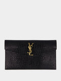 Crocodile-Embossed Leather Uptown Pouch