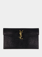 Crocodile-Embossed Leather Uptown Pouch