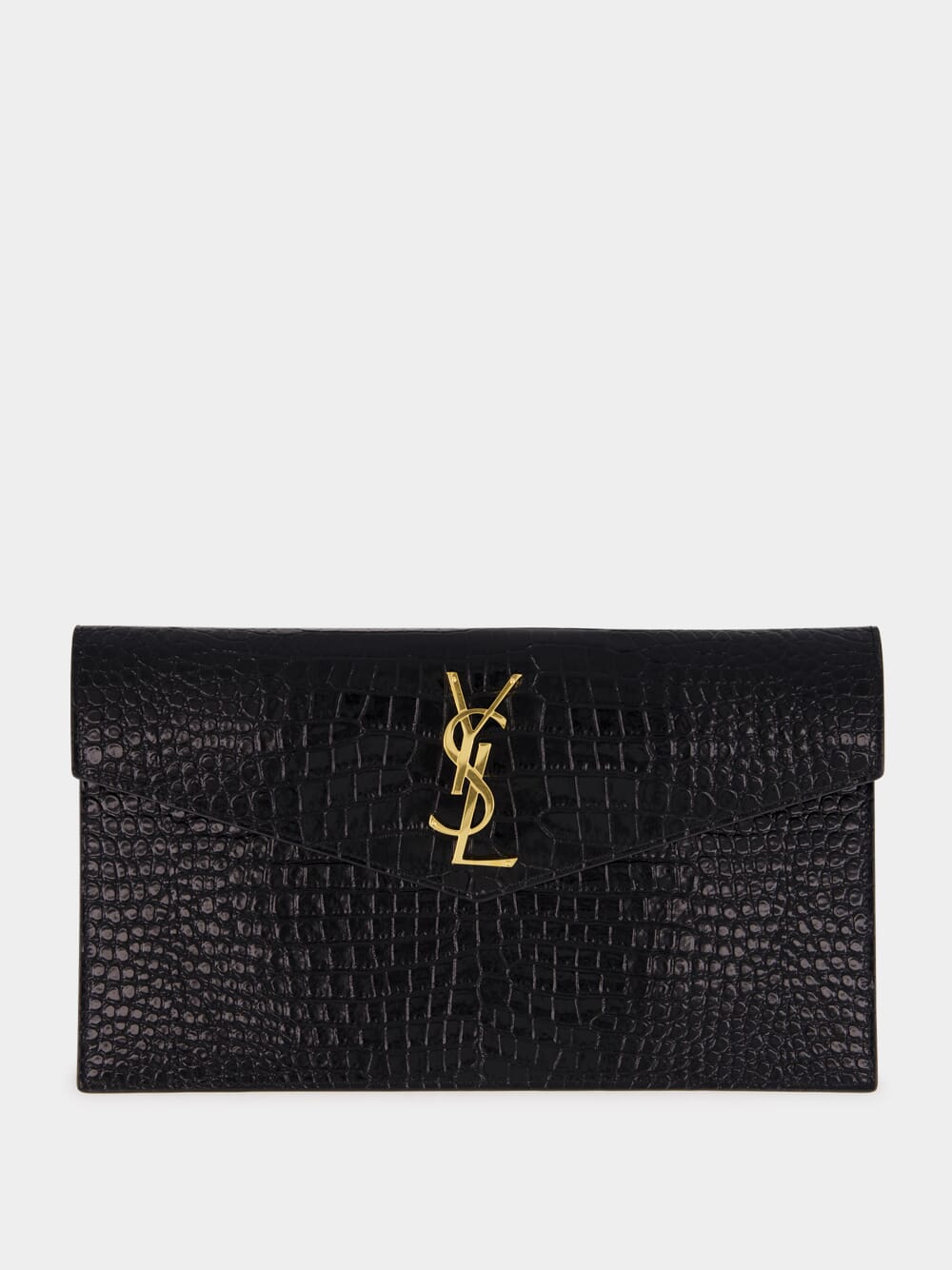 Crocodile-Embossed Leather Uptown Pouch
