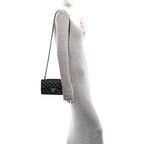 Lambskin Quilted Mini Rectangular Flap Black