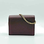 Gucci Zumi Burgundy Leather Gold Chain Bi-Fold  w/box Mini Wallet