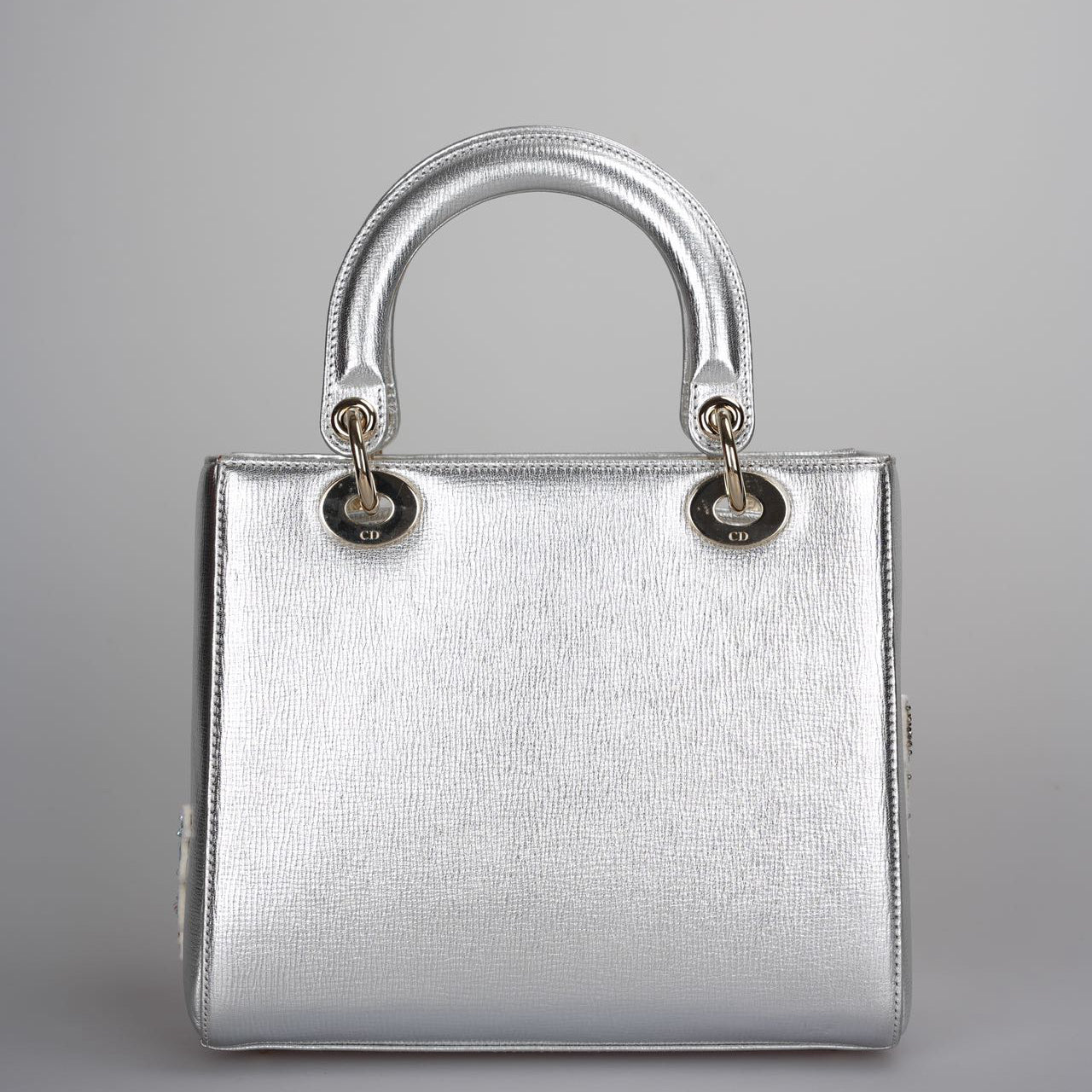 Christian Dior Leather Lady Dior Shoulder Bag in Silver Limited Edition