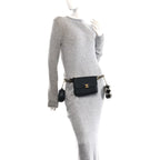 Calfskin Quilted Multi Pouching Flap And Coin Purse Black