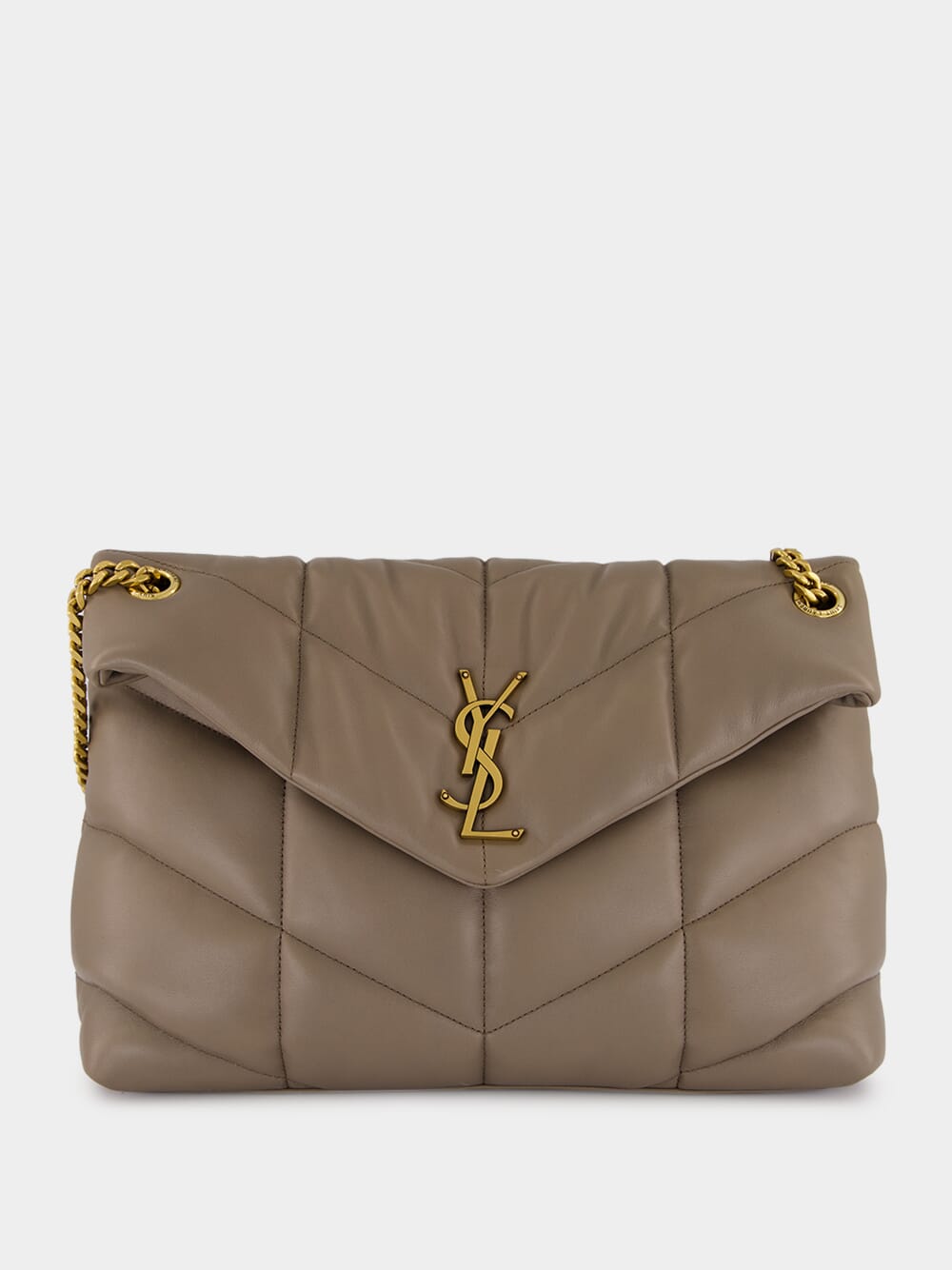 Light Taupe Puffer Medium Bag in Lambskin