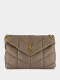 Light Taupe Puffer Medium Bag in Lambskin
