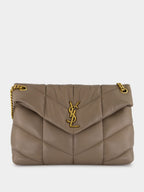 Light Taupe Puffer Medium Bag in Lambskin