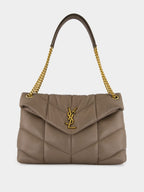 Light Taupe Puffer Medium Bag in Lambskin