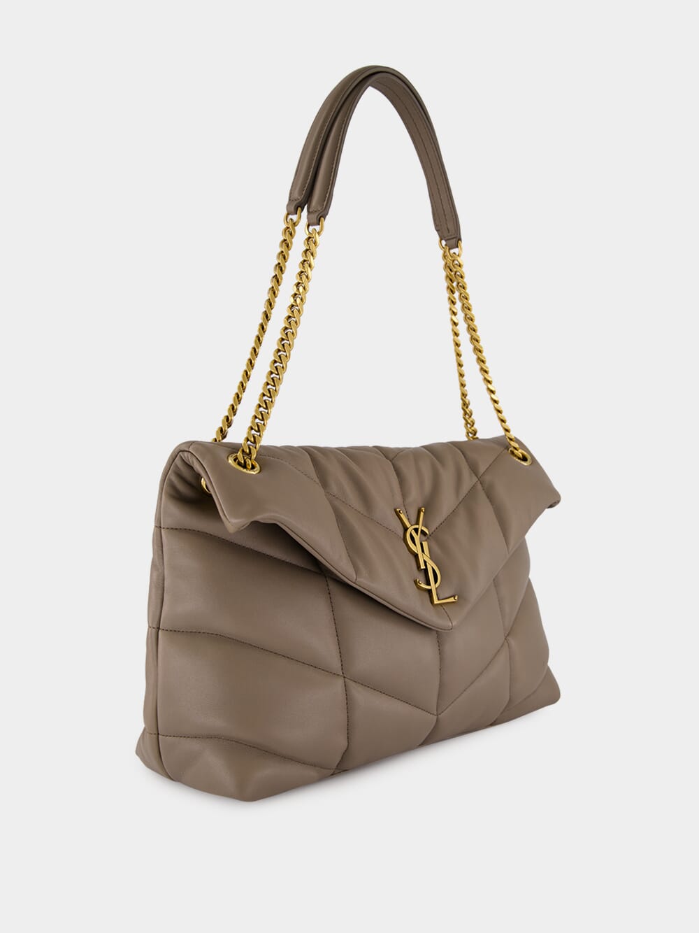 Light Taupe Puffer Medium Bag in Lambskin