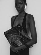 Black Niki Vintage Leather Shopping Bag