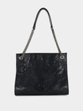 Black Niki Vintage Leather Shopping Bag
