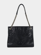 Black Niki Vintage Leather Shopping Bag
