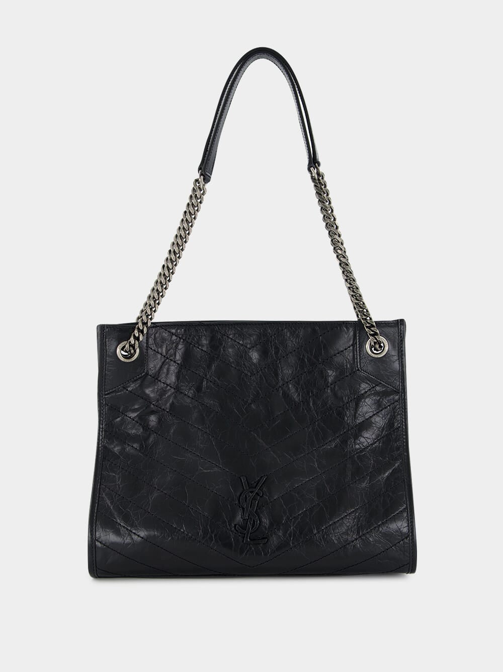 Black Niki Vintage Leather Shopping Bag