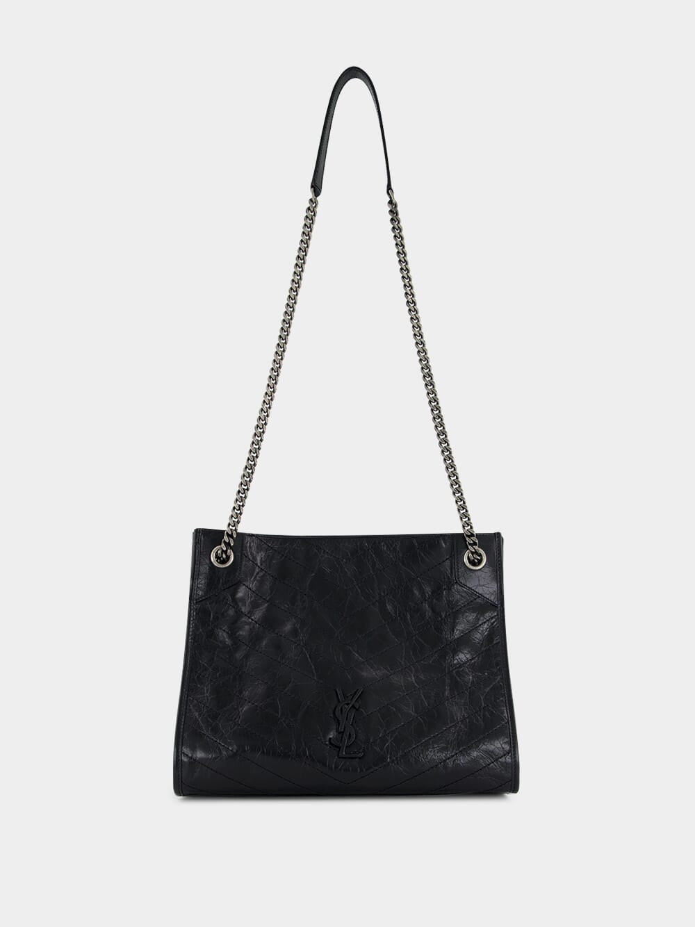 Black Niki Vintage Leather Shopping Bag