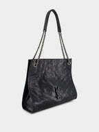 Black Niki Vintage Leather Shopping Bag