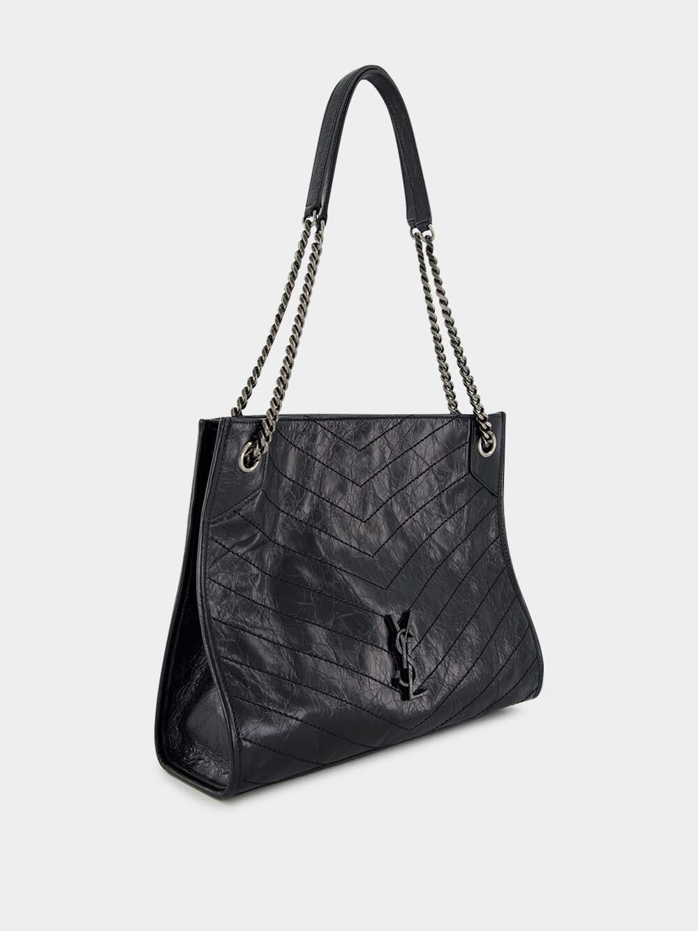 Black Niki Vintage Leather Shopping Bag