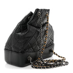 Aged Calfskin Quilted Small Gabrielle Backpack Black