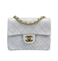Chanel Vintage White Timeless Flap Bag Mini Square Gold Hardware