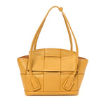 Grained Calfskin Maxi Intrecciato Medium Arco Mustard Yellow