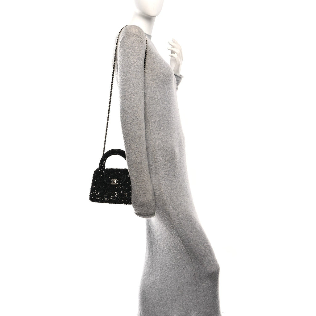 Sequin Nano Kelly Shopper Black
