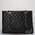 Chanel Grand Shopping Tote Black GST Bag in Caviar Leather with Gold Hardware Medium