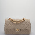 Chanel Linen Timeless Quilted Medium Flap in Beige