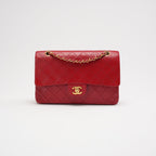 Chanel Vintage Red Classic Double Flap Bag 1988
