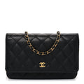 Caviar Quilted Wallet on Chain WOC Black