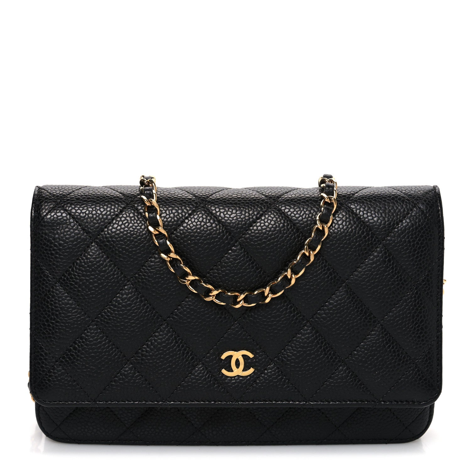 Caviar Quilted Wallet on Chain WOC Black