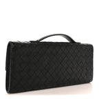 Nappa Intrecciato Long Andiamo Top Handle Clutch Black