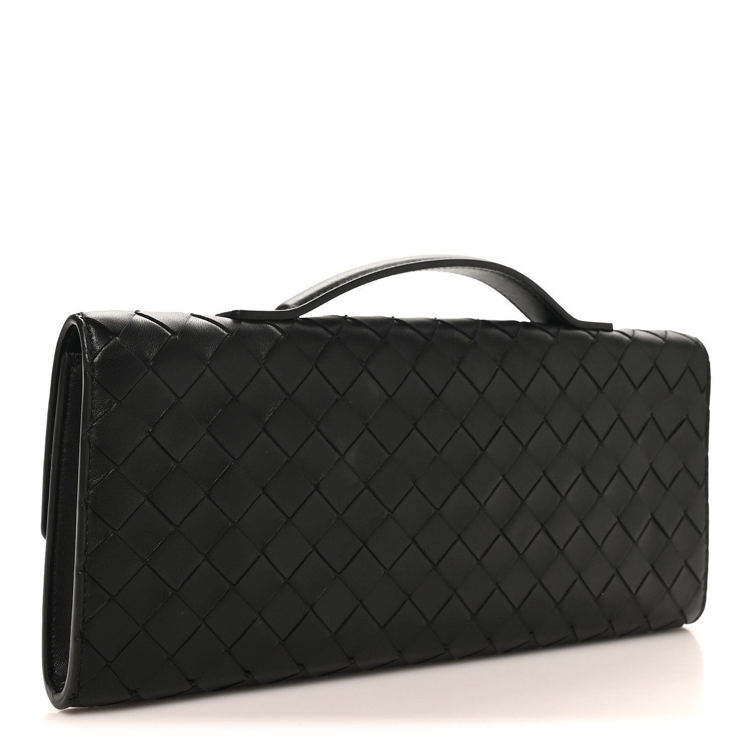Nappa Intrecciato Long Andiamo Top Handle Clutch Black