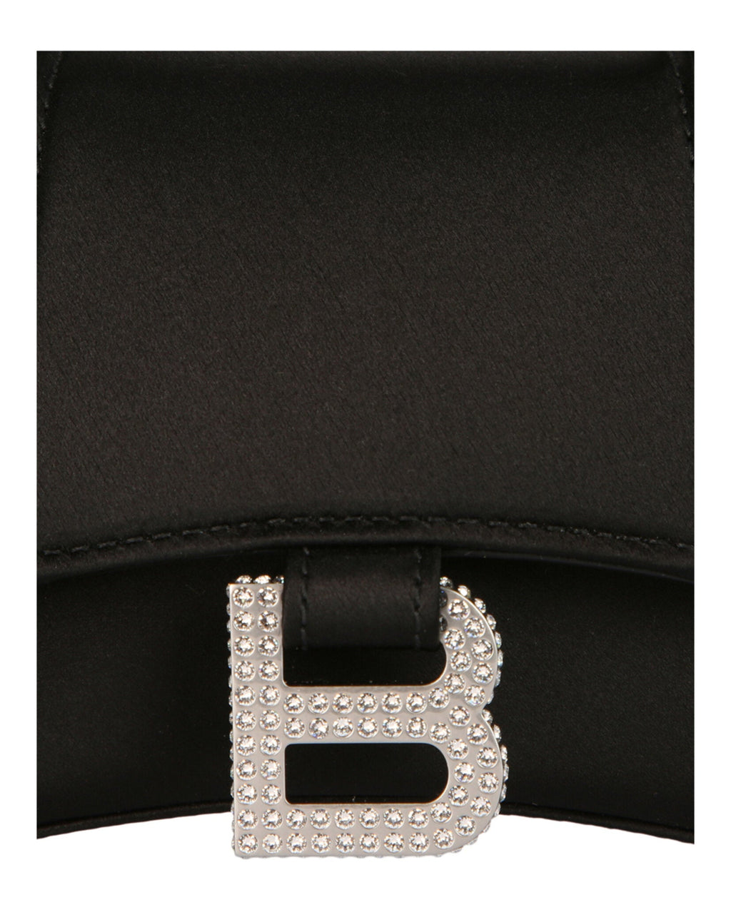 Balenciaga Womens Xs Hourglass Top Handle Bag In Satin and Strass