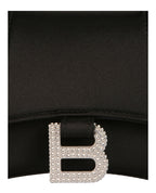 Balenciaga Womens Xs Hourglass Top Handle Bag In Satin and Strass