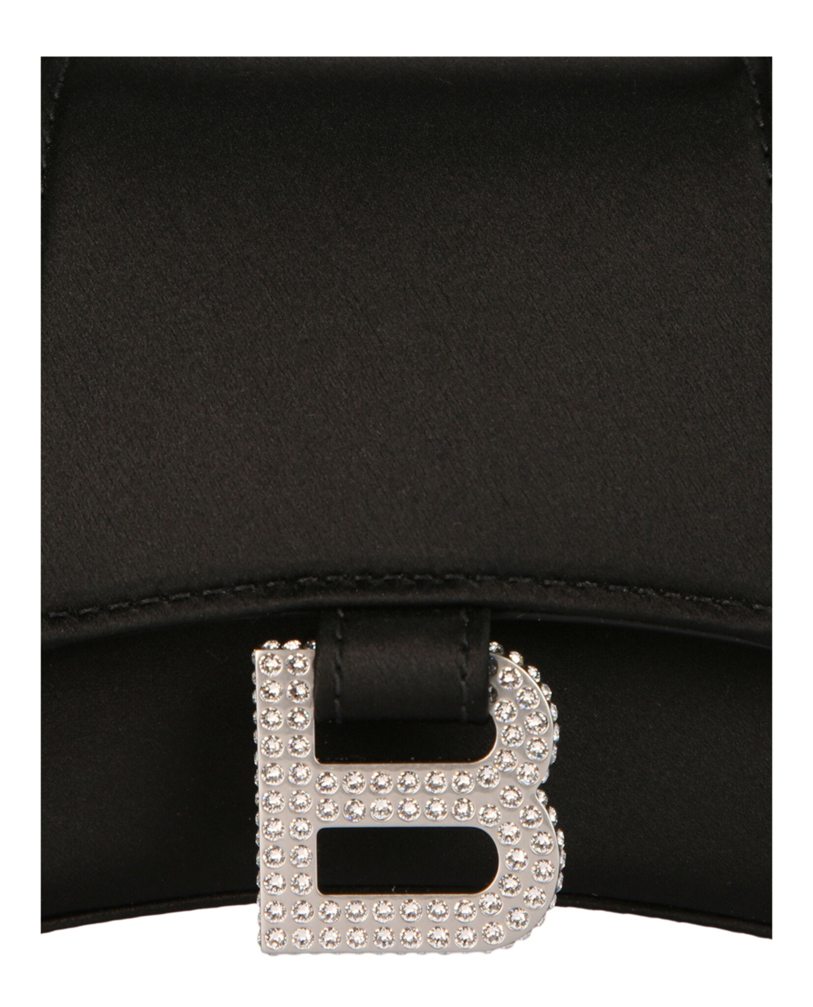 Balenciaga Womens Xs Hourglass Top Handle Bag In Satin and Strass