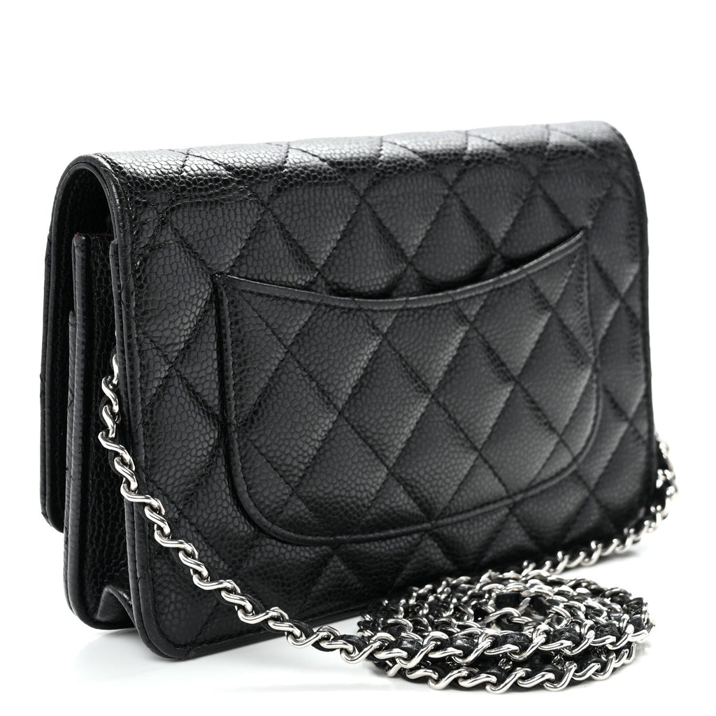 Caviar Quilted Wallet on Chain WOC Black