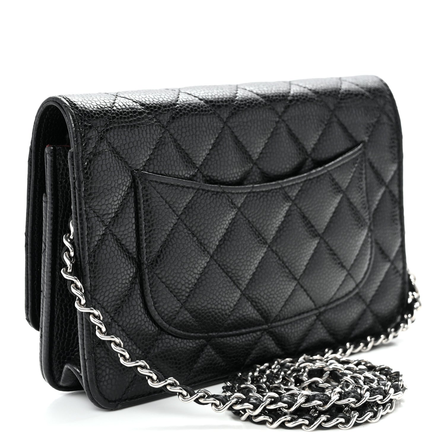 Caviar Quilted Wallet on Chain WOC Black